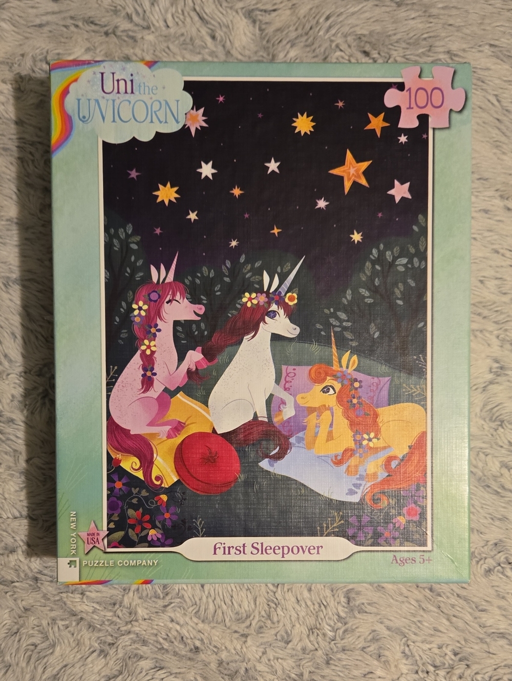 New York Puzzle Company - First Sleepover 100-Piece Puzzle W/ Uni The Unicorn